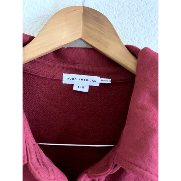 Good American Sueded Fleece 100% Cotton Shacket in Team Cardinal S/M NWT - Picture 5 of 11